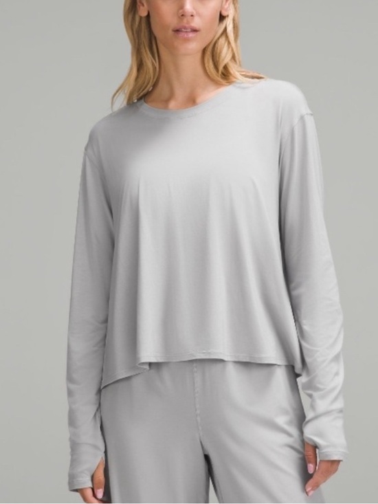 lululemon athletica Tops - NWT Lululemon Modal Relaxed-Fit Lounge Long-Sleeve Shirt size 8 silver dust gray